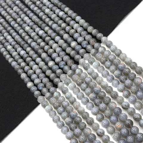 Natural Gray Labradorite Beads Round Loose Stone For DIY Jewelry Making Bracelet Necklace Handcraft Accessory