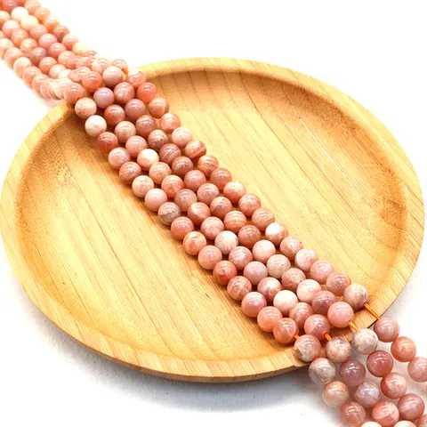 Natural Orange Moonstone Sunstone Polished Round Loose Beads For DIY Jewelry Making Handmade Necklaces Bracelets Accessory