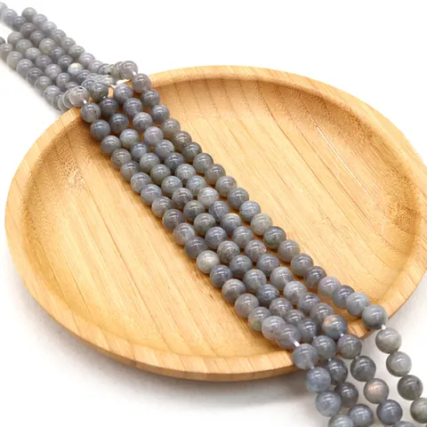 Natural Gray Labradorite Beads Round Loose Stone For DIY Jewelry Making Bracelet Necklace Handcraft Accessory