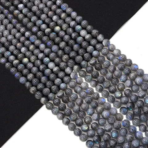 Natural Labradorite Round Loose Beads Grey Flash Polished Gemstone Spacer Beads For DIY Jewelry Making Accessory