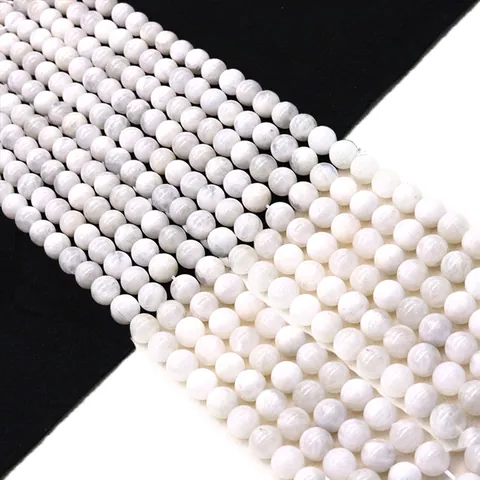 Natural White Moonstone Loose Beads Round Polished Stone For Jewelry Making DIY Necklace Bracelet Crafts Accessories