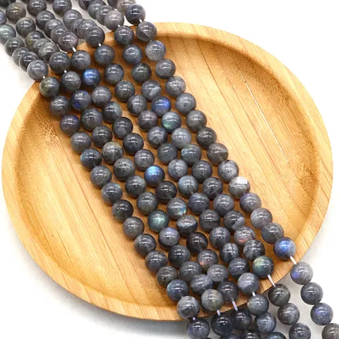 Natural Labradorite Round Loose Beads Grey Flash Polished Gemstone Spacer Beads For DIY Jewelry Making Accessory