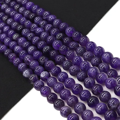 Natural Purple Amethyst Round Loose Beads For DIY Jewelry Making Necklaces Bracelets Accessories Polished Round Stone Beads