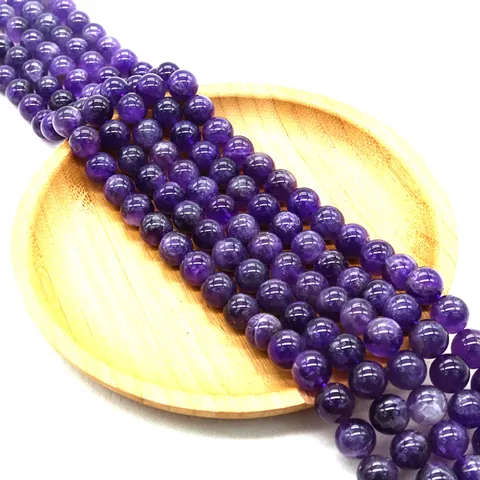 Natural Purple Amethyst Round Loose Beads For DIY Jewelry Making Necklaces Bracelets Accessories Polished Round Stone Beads