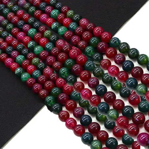 Natural Stone Round Beads Agate Loose Beads Dragon Vein Pattern For DIY Jewelry Making Necklace Bracelet Handcraft Supplies