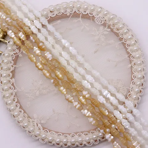 Natural Sea Shell Loose Beads Pupa Spindle Shaped Spiral Texture DIY Jewelry Making Accessory For Necklace Bracelet