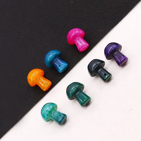 Natural Dragon Vein Agate Mushroom Shaped Drilled Beads For DIY Jewelry Making Necklace Bracelet Accessory Craft