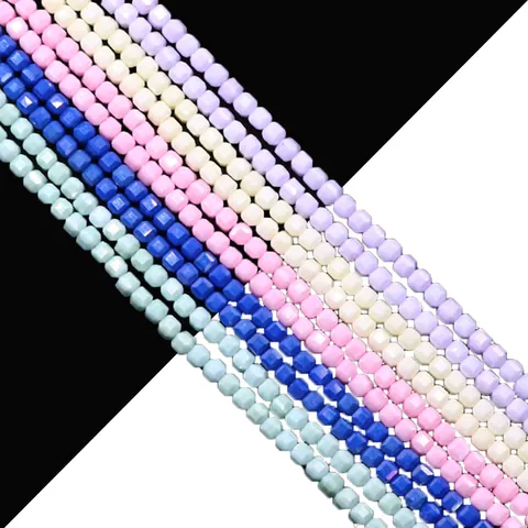 Cuentas de Piedra Natural Facetadas Cuadradas Forma Terrón de Azúcar Turquesa Sintética Cuentas Espaciadoras Sueltas para Hacer Joyas DIY Collar Pulsera