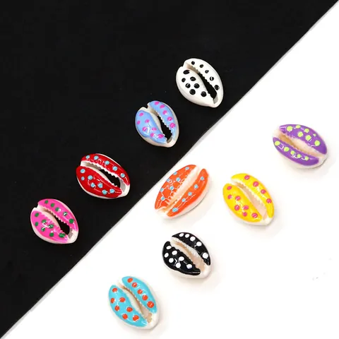 Natural Cowrie Shell Beads Hand Painted Polka Dot Shell Charms For DIY Necklace Bracelet Jewelry Making Accessories