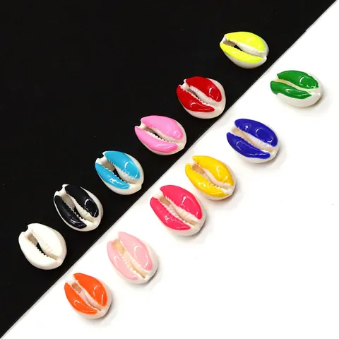 Natural Cowrie Shell Beads Enamel Drip Oil Colorful Conch Shell Beads For DIY Jewelry Making Necklace Bracelet Accessory