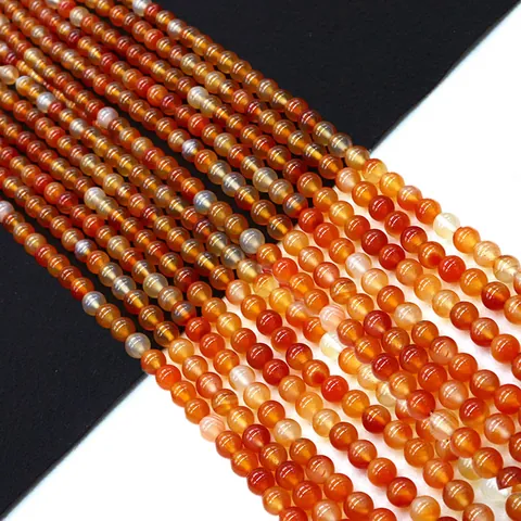 Natural Red Agate Round Loose Beads Polished Stone For DIY Jewelry Making Necklaces Bracelets Accessories Crafting Supplies