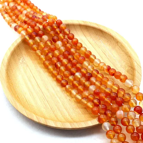 Natural Red Agate Round Loose Beads Polished Stone For DIY Jewelry Making Necklaces Bracelets Accessories Crafting Supplies