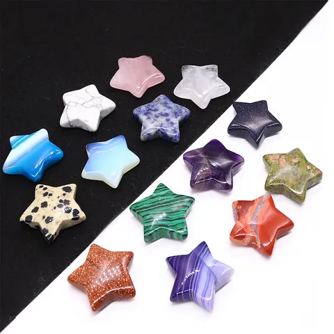 Perles en Vrac en Pierre Naturelle Forme Étoile Agate Cristal Quartz Pierres de Poche Non Percées Pour Création Bijoux DIY