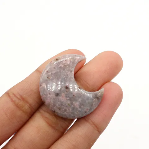 Natural Stone Crescent Moon Shape Polished Gemstone Pendant For DIY Jewelry Making Amethyst Rose Quartz Healing Crystals