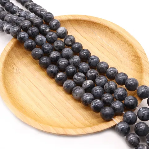 Natural Labradorite Stone Round Beads Black Flash Stone Loose Spacer Beads For DIY Jewelry Making Necklaces Bracelets Accessories