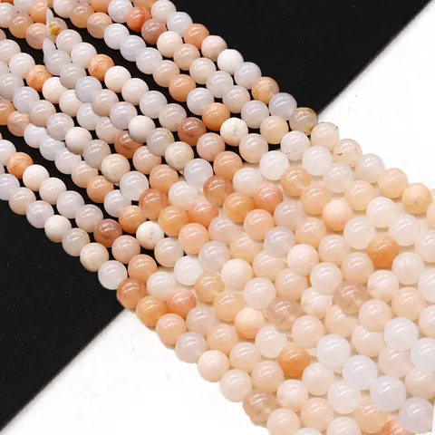 Natural Stone Round Beads Polished Aventurine Loose Beads For DIY Jewelry Making Necklaces Bracelets Accessories Pink Orange