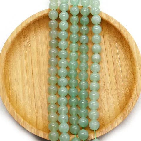 Perles en Vrac Rondes en Pierre d'Aventurine Verte Naturelle Perles d'Espacement en Pierre Précieuse Polie pour Création de Bijoux DIY