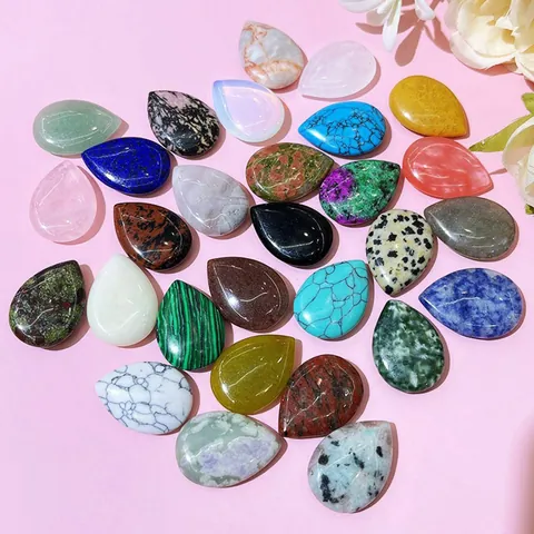 Cuentas de Piedra Natural en Forma de Lágrima Cabujón Piedras Semipreciosas Pulidas Gemas Sueltas Para Fabricación de Joyas DIY Collares Pendientes
