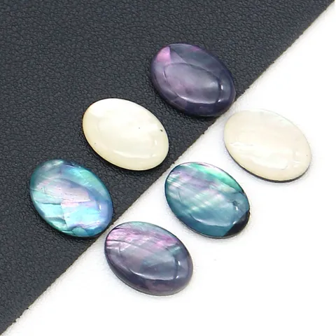 Natural Abalone Shell Oval Cabochon Loose Beads Iridescent Mother Of Artificial Pearl For DIY Jewelry Making Ring Accessories