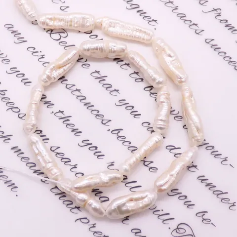 Süßwasserperle Barocche Naturali d'Acqua Dolce Forma a Striscia Lunga Irregolare Süßwasserperle Sfuse per Creazione di Gioielli Fai-da-Te Collana