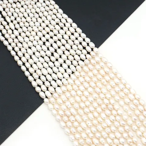 Natural Freshwater Pearl Rice Shape Loose Beads Baroque Cultured Pearls For DIY Jewelry Making Necklaces White Beads