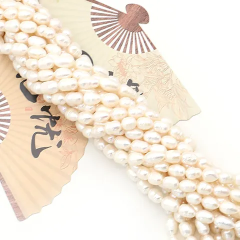 Natural Freshwater Pearl Rice Shape Loose Beads Baroque Cultured Pearls For DIY Jewelry Making Necklaces White Beads