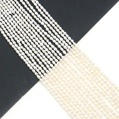 Natural Freshwater Pearl Rice Shape Beads White High Quality Oval Cultured Pearl Strand For DIY Jewelry Making Accessories