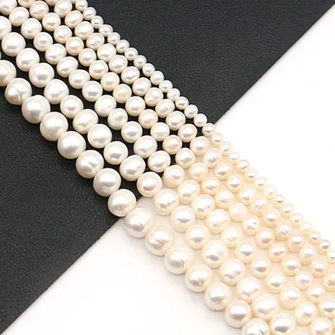 Natural Freshwater Pearl Loose Beads Near Round White High Luster For DIY Necklace Bracelet Earrings Jewelry Making Findings Accessories