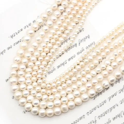 Natural Freshwater Pearl Loose Beads Near Round White High Luster For DIY Necklace Bracelet Earrings Jewelry Making Findings Accessories