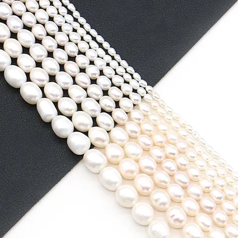 Natural Cultured Freshwater Pearl Rice Shape Loose Beads For DIY Necklace Bracelet Making Elegant White Jewelry Accessories
