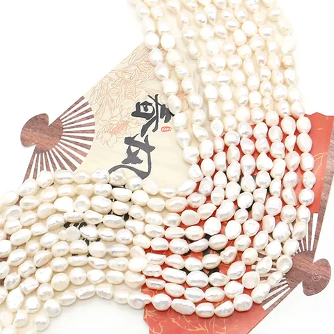 Cultured Freshwater Pearl Loose Beads Baroque Irregular Rice Shape Polished Beads For DIY Jewelry Making Bracelet Accessory Design