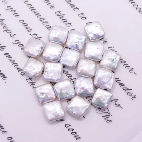Natural Freshwater Baroque Pearl Square Loose Beads Undrilled Iridescent White Cultured Pearl For DIY Jewelry Making Accessories