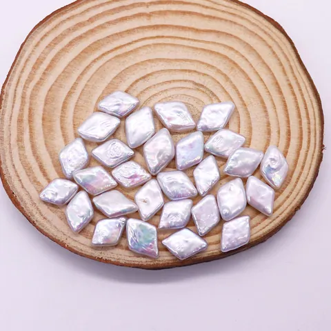Natural Freshwater Pearl Loose Beads Iridescent Rhombus Shape No Hole Bare Freshwater Pearls For DIY Jewelry Making Accessories