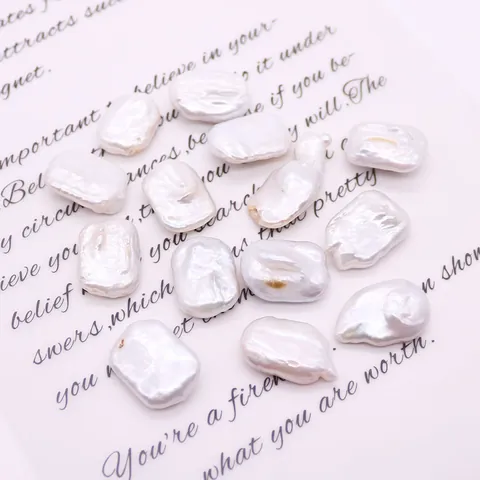 Perle d'Acqua Dolce Barocche Naturali Rettangolari Irregolari Bianche Perline Sciolte Per Accessori Gioielli Fai Da Te