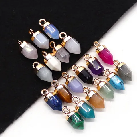 Zeshoekige Kolom Natuursteen Kristal Punthanger Voor DIY Ketting Sieraden Maken Genezende Steen Accessoires