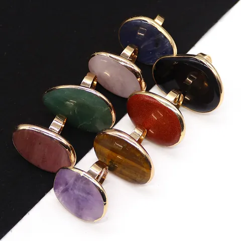 Anillo Ajustable Abierto de Piedra Natural Vintage Para Mujeres Hombres Cobre Incrustado Amatista Ojo de Tigre Aventurina Verde Lapislázuli Joyería Gema Ovalada