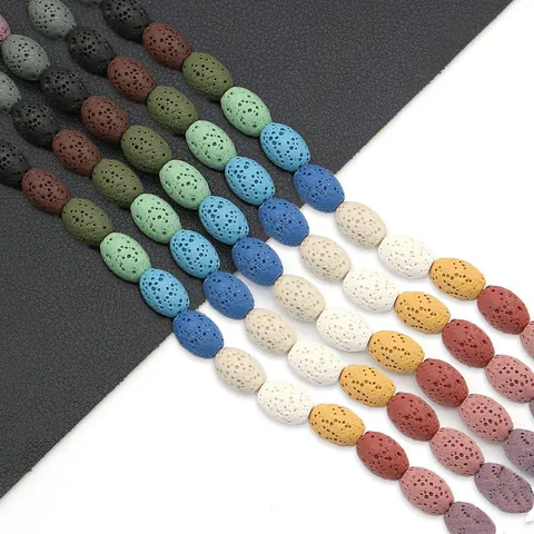 Ovale Lavasteen Kralen Natuurlijk Vulkanisch Gesteente Losse Tussenkralen Voor DIY Sieraden Maken Etherische Olie Diffuser Armband