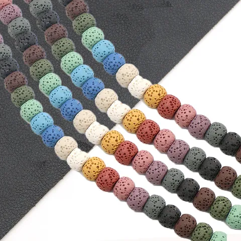 Natural Lava Stone Abacus Beads Rondelle Spacer Beads For DIY Jewelry Making Diffuser Stone Colorful Loose Beads Strand