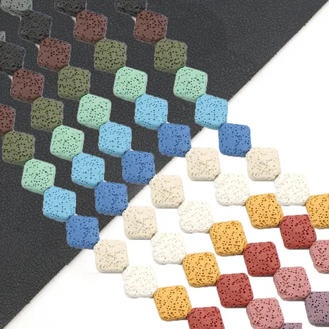 Natural Volcanic Rock Faceted Rhombus Lava Stone Loose Beads For DIY Jewelry Making Necklace Bracelet Making Accessories
