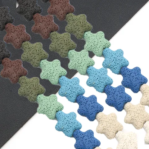 Colorful Natural Lava Stone Star Shaped Loose Beads For DIY Jewelry Making Pentagram Volcanic Stone Beads For Bracelet Necklace Accessories