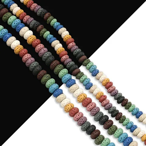 Natural Lava Stone Abacus Beads Volcanic Rock Loose Beads For DIY Jewelry Making Accessories Necklace Bracelet Findings