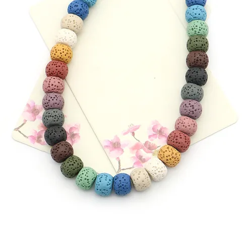 Natural Lava Stone Abacus Beads Rondelle Spacer Beads For DIY Jewelry Making Diffuser Stone Colorful Loose Beads Strand