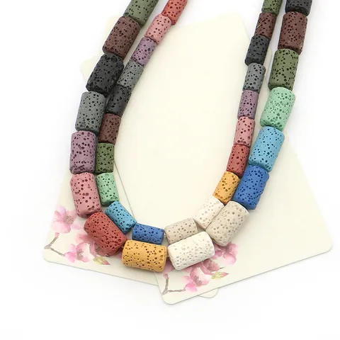 Natural Volcanic Rock Cylindrical Loose Beads Porous Lava Stone Tube Beads For DIY Jewelry Making Necklace Bracelet Accessory