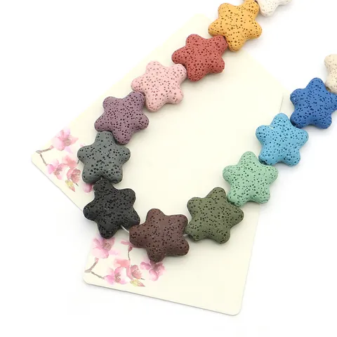 Colorful Natural Lava Stone Star Shaped Loose Beads For DIY Jewelry Making Pentagram Volcanic Stone Beads For Bracelet Necklace Accessories