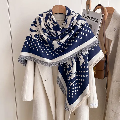 Dames Vintage Rozenbloemen Stippen Vierkante Sjaal Grote Imitatie Kasjmier Omslagdoek Met Kwastjes Winter Warm