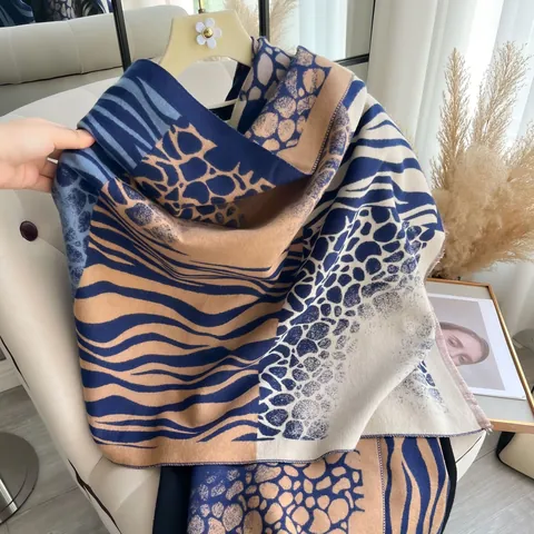 Dames Mode Zebra Dierenprint Color-block Sjaal Omslagdoek Faux Kasjmier Warme Wrap Met Kwastjes Voor Reizen Woon-werkverkeer