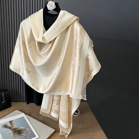 Damen Vintage Lotus Jacquard Schal Stola Doppelseitige Satin Textur Warm Polyester Baumwolle Pashmina Mit Quasten Für Winter Hochzeit Party