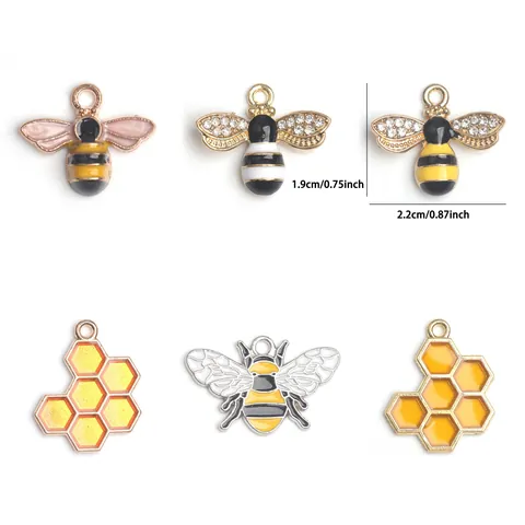 Dijes de Aleación de Esmalte Abeja Panal para Hacer Joyas Girasol Margarita Tarro de Miel Colgantes para Bricolaje Mujeres