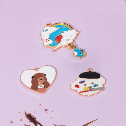 Colgantes de Animales de Dibujos Animados de Aleación de Esmalte para Fabricación de Joyería DIY Perro Gato Oso Pato Ardilla Delfín Dijes Accesorio