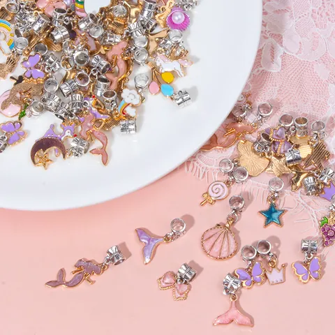 Ciondoli per Gioielli DIY Smalto Lega Pendenti Unicorno Sirena Perline Per Creazione di Braccialetti Collane Accessori Artigianato